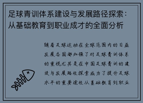 足球青训体系建设与发展路径探索：从基础教育到职业成才的全面分析