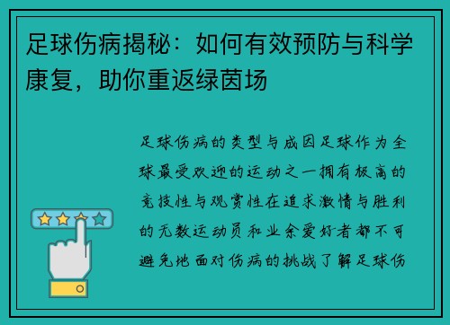 足球伤病揭秘：如何有效预防与科学康复，助你重返绿茵场